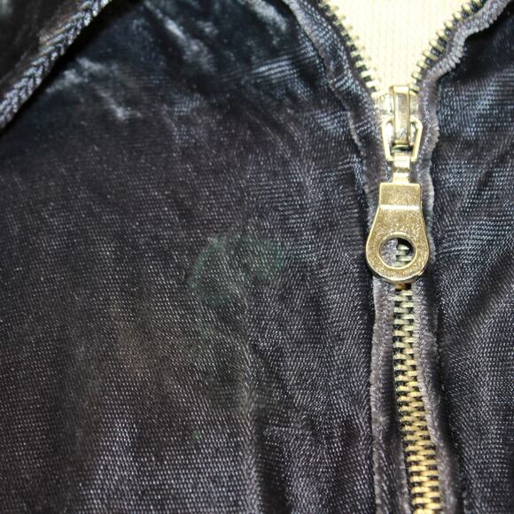 Jay Y. Ko Vtg Studio Rayon Velvet Navy Jacket Blouse Top Zip Collared Casual XL - Picture 4 of 8